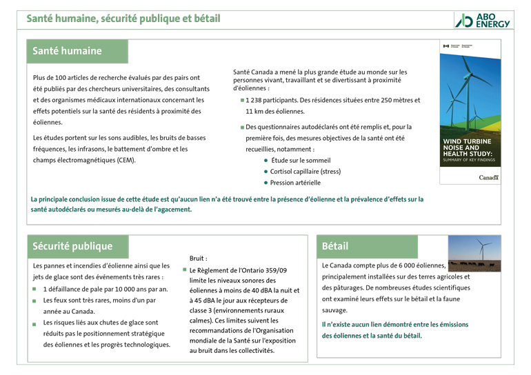 Santé humaine, sécurité publique et bétail
