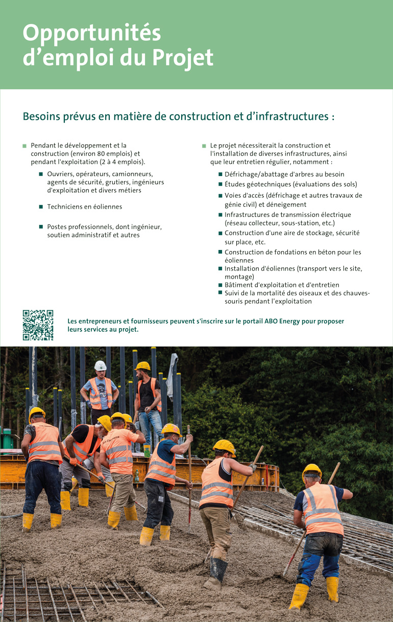 Opportunités d’emploi du Projet