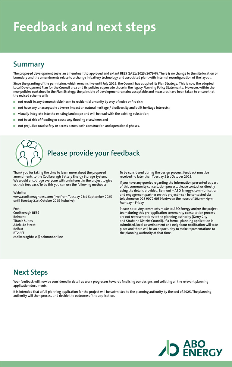 Feedback and next steps