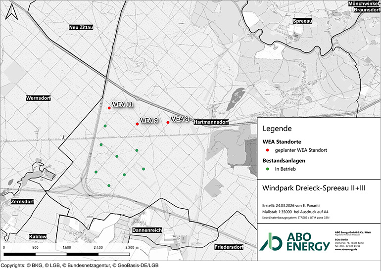 Erweiterung Windpark Spreeau - Standort